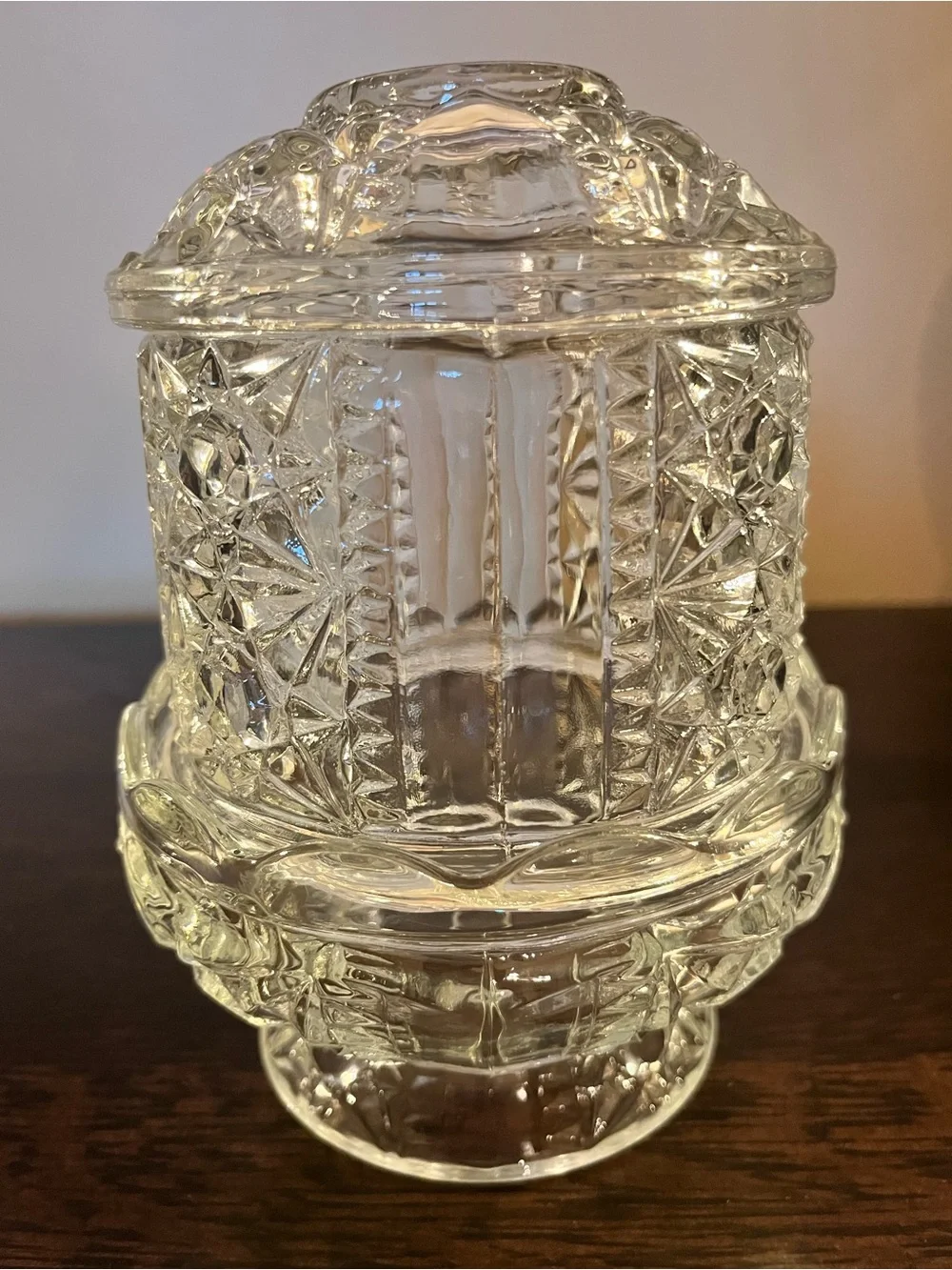 Vintage Indiana Glass Stars & Bars Fairy Lamp